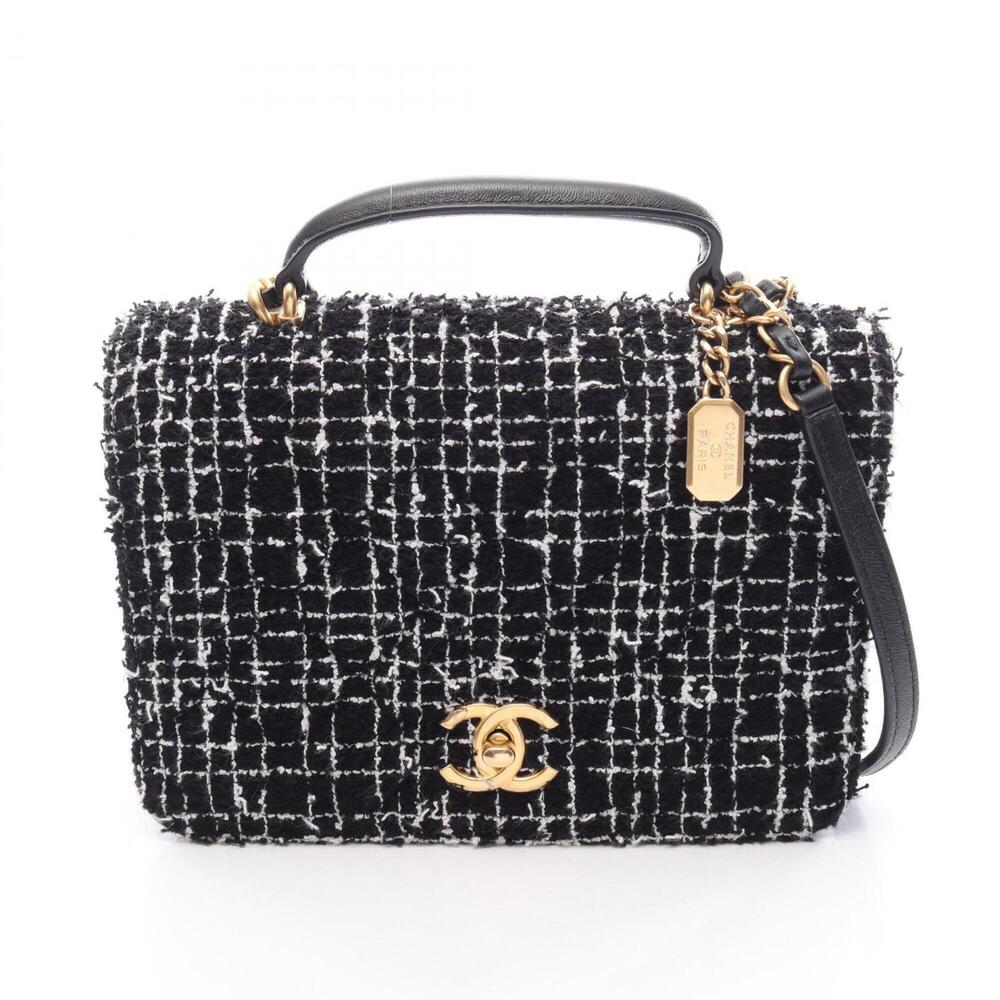 Chanel Matelassé 2-Way Shoulder Bag/Handbag, Fabric Leather, Women's, Black/W...